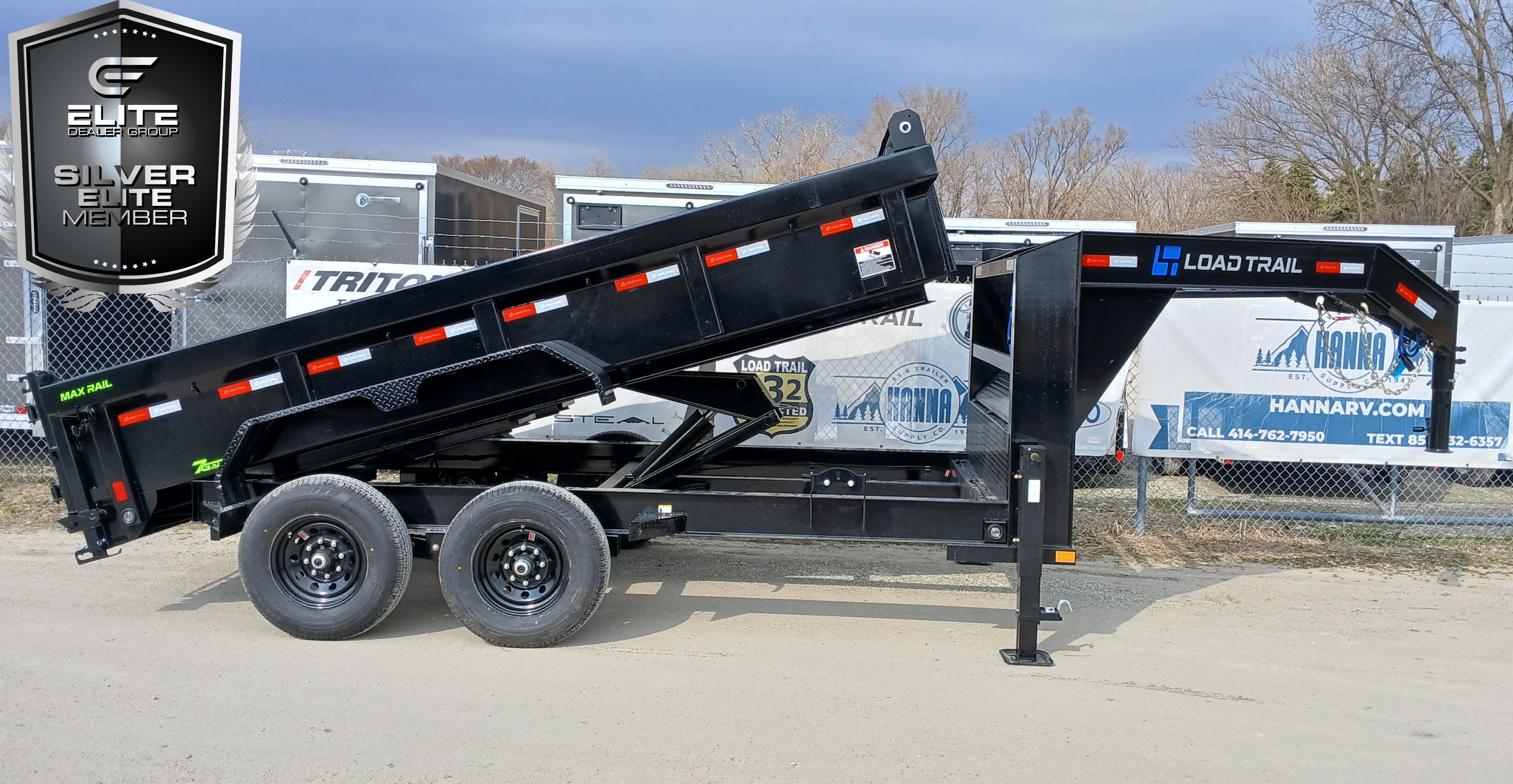 Load Trail 83 X 14 Tandem Axle 14,000 Lb Gooseneck Low profile Dump Trailer with Scissor Lift and 7 Gauge Floor